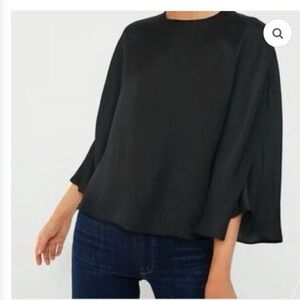 Tuckernuck Black Satin Twill Salma Cape blouse Women's Top size XL NEW